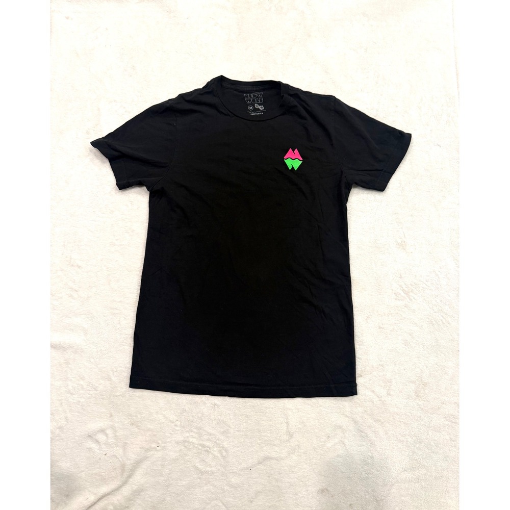 Meow Wolf Santa Fe Neon Logo Graphic T-Shirt Black Mens Medium Cotton